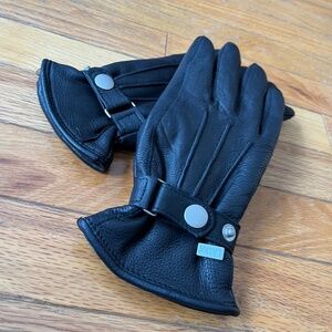 Laska Black Leather Lined Gloves